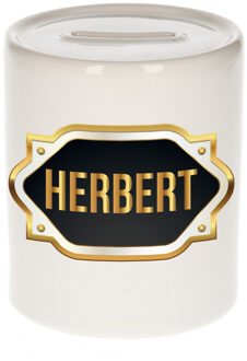 Bellatio Decorations Naam cadeau spaarpot Herbert met gouden embleem