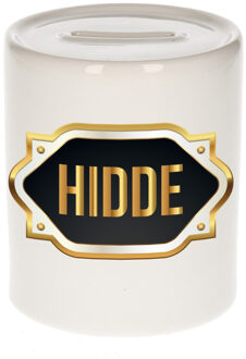Bellatio Decorations Naam cadeau spaarpot Hidde met gouden embleem Multi