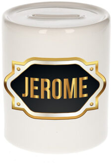 Bellatio Decorations Naam cadeau spaarpot Jerome met gouden embleem