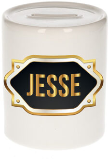 Bellatio Decorations Naam cadeau spaarpot Jesse met gouden embleem Multi