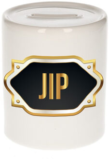Bellatio Decorations Naam cadeau spaarpot Jip met gouden embleem