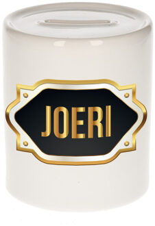 Bellatio Decorations Naam cadeau spaarpot Joeri met gouden embleem