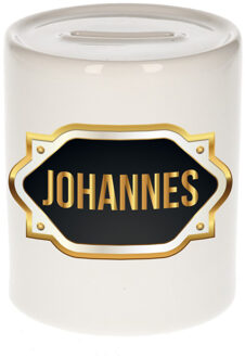 Bellatio Decorations Naam cadeau spaarpot Johannes met gouden embleem