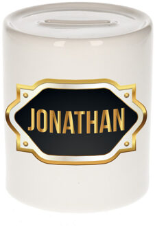 Bellatio Decorations Naam cadeau spaarpot Jonathan met gouden embleem