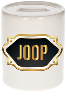 Bellatio Decorations Naam cadeau spaarpot Joop met gouden embleem Multi