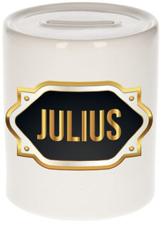 Bellatio Decorations Naam cadeau spaarpot Julius met gouden embleem