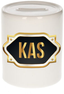 Bellatio Decorations Naam cadeau spaarpot Kas met gouden embleem Multi