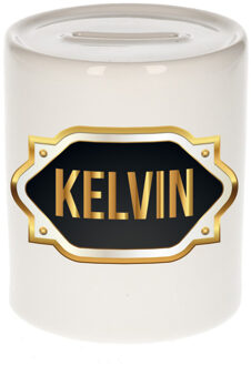 Bellatio Decorations Naam cadeau spaarpot Kelvin met gouden embleem