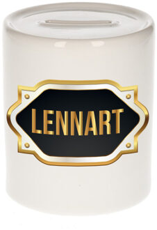 Bellatio Decorations Naam cadeau spaarpot Lennart met gouden embleem