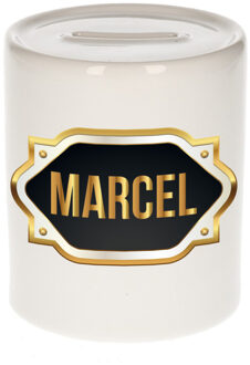 Bellatio Decorations Naam cadeau spaarpot Marcel met gouden embleem