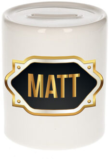 Bellatio Decorations Naam cadeau spaarpot Matt met gouden embleem