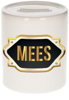 Bellatio Decorations Naam cadeau spaarpot Mees met gouden embleem Multi