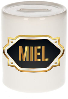Bellatio Decorations Naam cadeau spaarpot Miel met gouden embleem