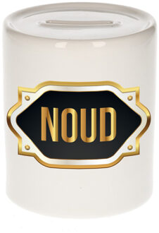 Bellatio Decorations Naam cadeau spaarpot Noud met gouden embleem