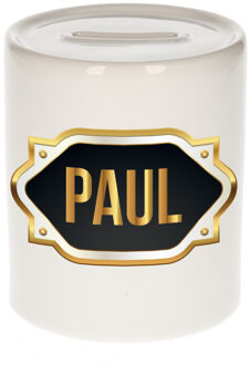 Bellatio Decorations Naam cadeau spaarpot Paul met gouden embleem