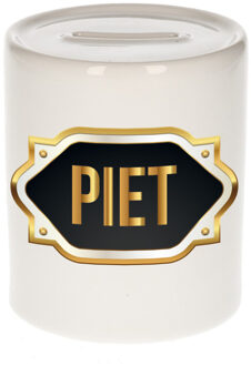 Bellatio Decorations Naam cadeau spaarpot Piet met gouden embleem