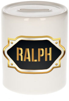 Bellatio Decorations Naam cadeau spaarpot Ralph met gouden embleem Multi