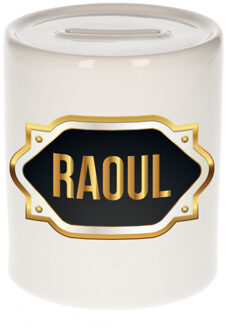 Bellatio Decorations Naam cadeau spaarpot Raoul met gouden embleem