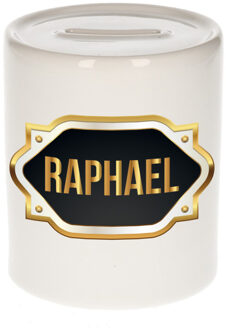 Bellatio Decorations Naam cadeau spaarpot Raphael met gouden embleem
