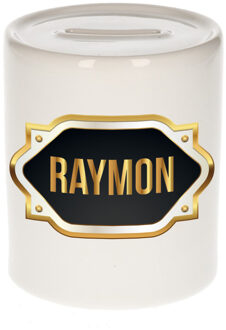 Bellatio Decorations Naam cadeau spaarpot Raymon met gouden embleem