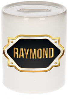 Bellatio Decorations Naam cadeau spaarpot Raymond met gouden embleem