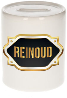 Bellatio Decorations Naam cadeau spaarpot Reinoud met gouden embleem