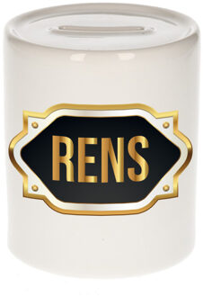 Bellatio Decorations Naam cadeau spaarpot Rens met gouden embleem