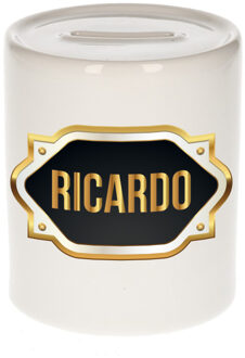 Bellatio Decorations Naam cadeau spaarpot Ricardo met gouden embleem