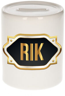 Bellatio Decorations Naam cadeau spaarpot Rik met gouden embleem