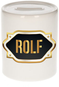 Bellatio Decorations Naam cadeau spaarpot Rolf met gouden embleem Multi