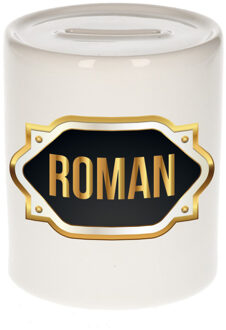 Bellatio Decorations Naam cadeau spaarpot Roman met gouden embleem Multi