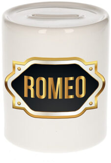 Bellatio Decorations Naam cadeau spaarpot Romeo met gouden embleem