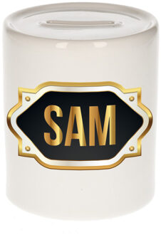 Bellatio Decorations Naam cadeau spaarpot Sam met gouden embleem