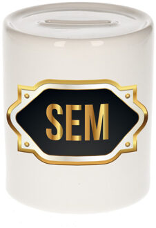 Bellatio Decorations Naam cadeau spaarpot Sem met gouden embleem
