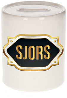 Bellatio Decorations Naam cadeau spaarpot Sjors met gouden embleem