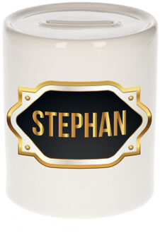 Bellatio Decorations Naam cadeau spaarpot Stephan met gouden embleem