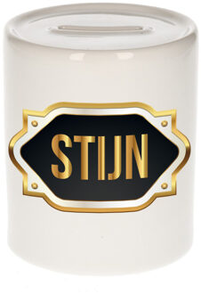 Bellatio Decorations Naam cadeau spaarpot Stijn met gouden embleem Multi