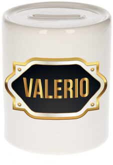 Bellatio Decorations Naam cadeau spaarpot Valerio met gouden embleem Multi
