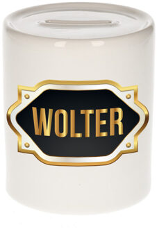 Bellatio Decorations Naam cadeau spaarpot Wolter met gouden embleem