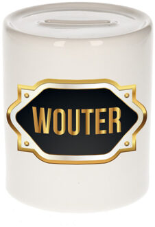 Bellatio Decorations Naam cadeau spaarpot Wouter met gouden embleem
