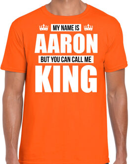 Bellatio Decorations Naam cadeau t-shirt my name is Aaron - but you can call me King oranje voor heren XL