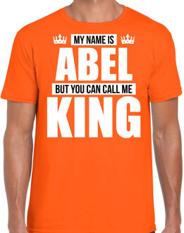 Bellatio Decorations Naam cadeau t-shirt my name is Abel - but you can call me King oranje voor heren L
