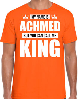 Bellatio Decorations Naam cadeau t-shirt - my name is Achmed - but you can call me King - oranje - heren - koningsdag L