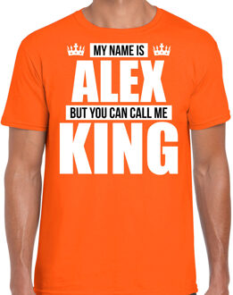 Bellatio Decorations Naam cadeau t-shirt - my name is Alex - but you can call me King - oranje - heren - koningsdag M