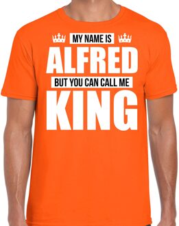 Bellatio Decorations Naam cadeau t-shirt - my name is Alfred - but you can call me King - oranje - heren - koningsdag 2XL