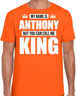 Bellatio Decorations Naam cadeau t-shirt my name is Anthony - but you can call me King oranje voor heren