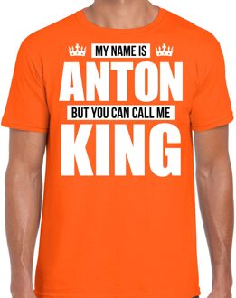 Bellatio Decorations Naam cadeau t-shirt - my name is Anton - but you can call me King - oranje - heren - koningsdag M