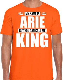 Bellatio Decorations Naam cadeau t-shirt my name is Arie - but you can call me King oranje voor heren XL