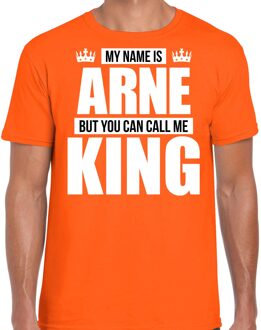 Bellatio Decorations Naam cadeau t-shirt my name is Arne - but you can call me King oranje voor heren M