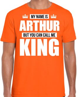 Bellatio Decorations Naam cadeau t-shirt - my name is Arthur - but you can call me King - oranje - heren - koningsdag L
